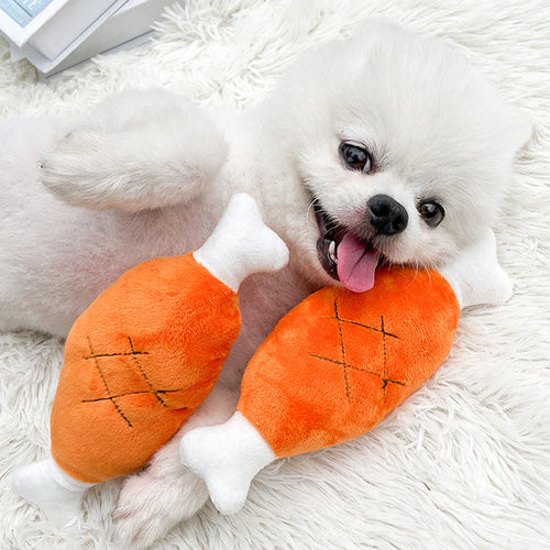 Double Bone Chicken Leg Plush Toy with Sound, Includes BB Device, Pet