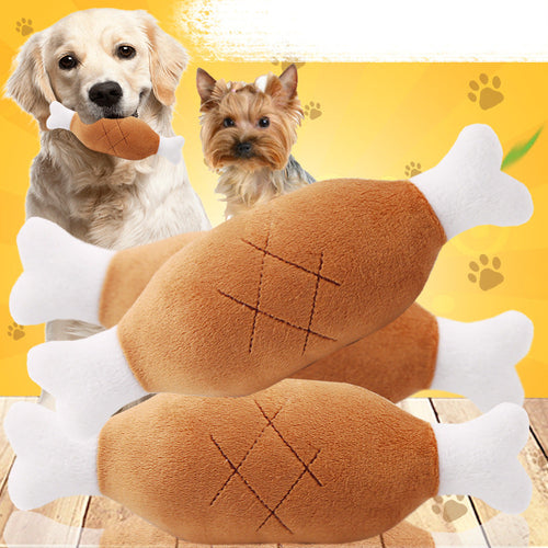 Double Bone Chicken Leg Plush Toy with Sound, Includes BB Device, Pet